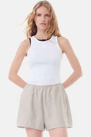 Ganni Weißes Ripp-Tanktop in White Damengröße 4XL