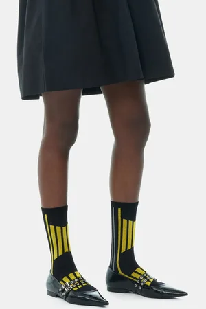 Ganni Black/Yellow Sporty Socken in Damengröße XS/Klein