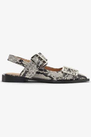 Ganni Snake Printed Feminine Buckle Ballerinas in Damengröße 37