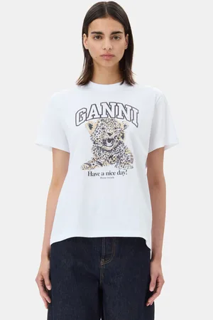 Ganni Weißes, lockeres Basic-T-Shirt in Mixed Damengröße 2XL