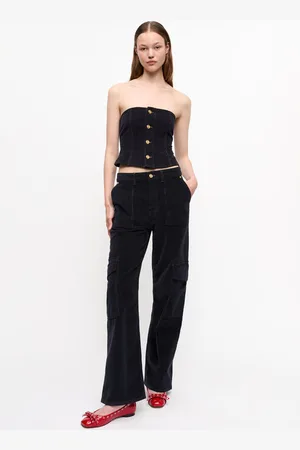 Ganni Blue Washed Corduroy Cargo Hose in Navy Damengröße 42