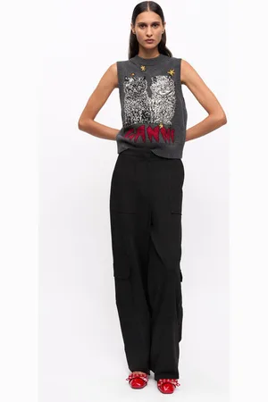 Ganni Twill Suiting Cargohose Damengröße 36