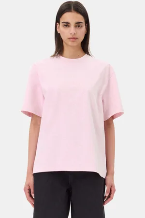 Ganni Pink Heavy Cotton Drop Shoulder Heart T-Shirt in Damengröße Klein