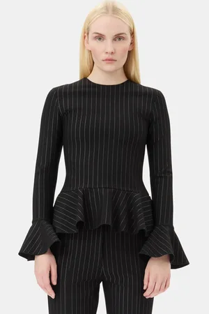 Ganni Pinstripe Peplum Bluse Damengröße 34