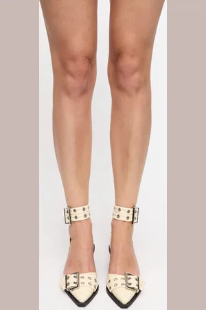 Ganni Off-white Feminine Buckle Open Cut Pumps Damengröße 42 Polyurethane/Recycelte Baumwolle