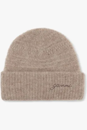 Ganni Brown Soft Wool Beanie in Damengröße Einheitsgröße