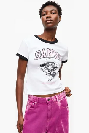 Ganni Weißes, lockeres Basic-T-Shirt Witch in White Damengröße Klein