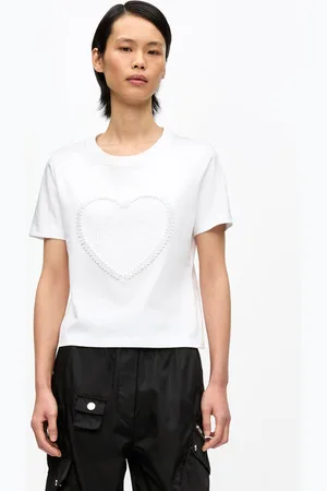 Ganni Weißes Heart T-Shirt in White Damengröße XXS