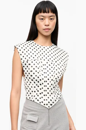 Ganni Gepunktete Korsettbluse in White Damengröße 40