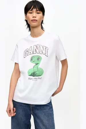 Ganni Weißes, lockeres Basic-T-Shirt in White Damengröße Klein