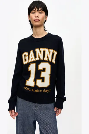 Ganni Dunkelblauer Baseballpullover in Navy Damengröße Klein