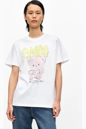 Ganni Weißes, lockeres Basic-T-Shirt Teddy in White Damengröße XXS