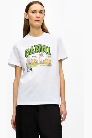 Ganni Weißes, lockeres Basic-T-Shirt Poppy in White Damengröße Klein