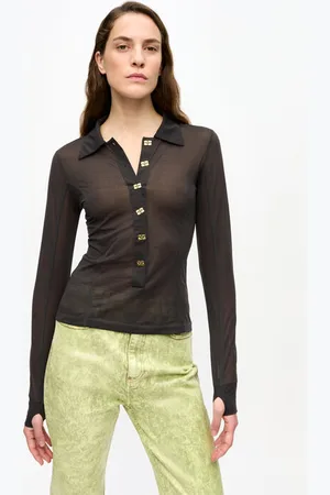 Ganni Schwarzes transparentes Oberteil in Mixed Damengröße 40 Recycelte Polyester