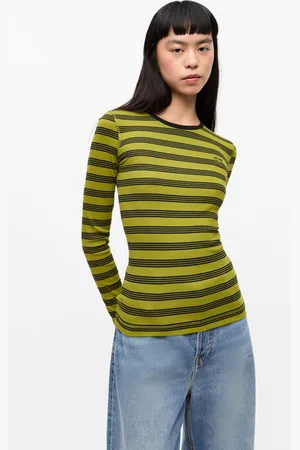 Ganni Gestreiftes Ripp-Longsleeve in Damengröße Groß