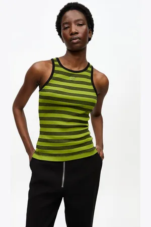 Ganni Gestreiftes Ripp-Tanktop in Damengröße 3XL