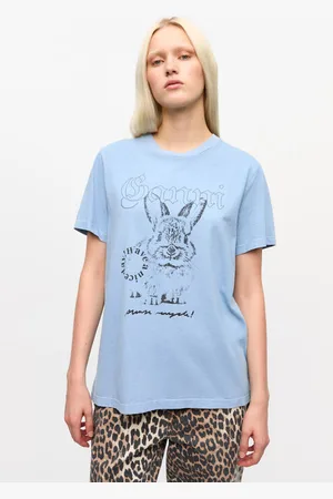 Ganni Blaues "Re-cut"-T-Shirt in Damengröße 3XL