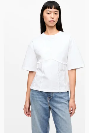 Ganni Weißes Baumwoll-T-Shirt mit Rückenschnürung in White Damengröße XL