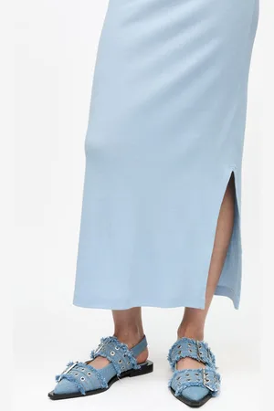 Ganni Blaue feminine Schnallen-Ballerinas in Damengröße 35 Recycelte Baumwolle
