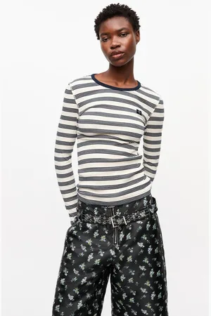 Ganni Gestreiftes Ripp-Longsleeve in Navy Damengröße XL