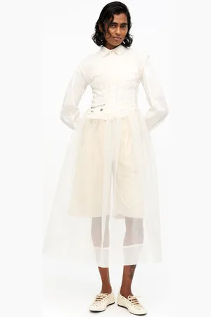 Ganni Cremeweiße Schnür-Ballerinas mit Ösen in White Damengröße 37/Tencel