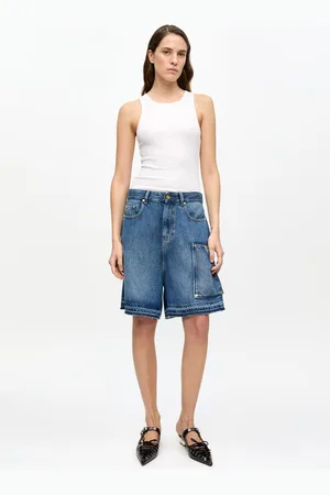 Ganni Hellblaue Jeansshorts in Damengröße 32 Tencel