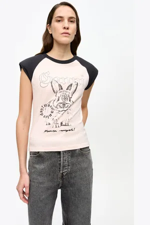 Ganni Rosa Bunny-Basic-T-Shirt in Damengröße Mittel