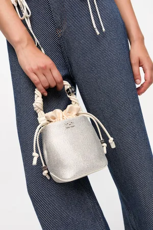 Ganni Cremefarbene Mini-Bou-Beuteltasche in White Damengröße Einheitsgröße Recycelte Polyester