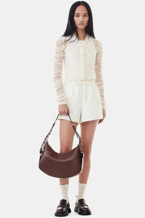 Ganni White Isoli Elasticated Shorts Damengröße Groß