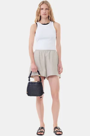 Ganni Grey Light Melange Suiting Elasticated Shorts in Damengröße 36