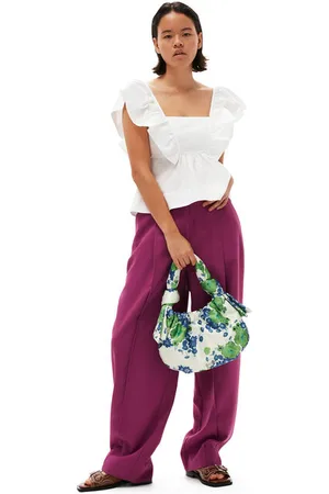 Ganni Lässige, plissierte Sommer-Anzughose in Damengröße 32 LENZING ECOVERO/Recycelte Polyester