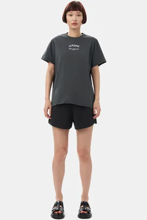 Ganni Black Isoli Elasticated Shorts in Mixed Damengröße Groß