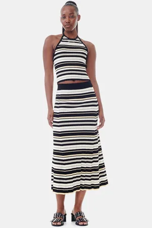 Ganni Future Striped Rib Long Rock in Mixed Damengröße XL
