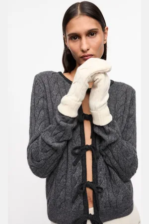 Ganni Off-White Cashmere Mix Mittens Damengröße Einheitsgröße Kashmir/Merino Wolle