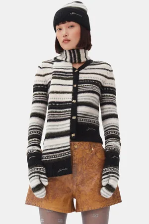 Ganni Striped Soft Wool Mütze Damengröße Einheitsgröße