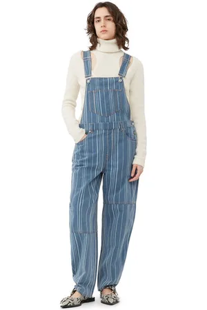 Ganni Light Stripe Denim Overalls in Damengröße 36