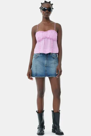 Ganni Sparkle Logo Denim Mini Rock in Damengröße 42