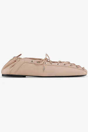 Ganni Beigefarbene Schnür-Ballerinas in Damengröße 41/Tencel