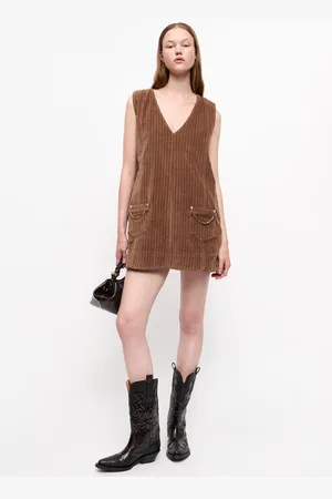 Ganni Brown Corduroy Mini Kleid in Damengröße 40