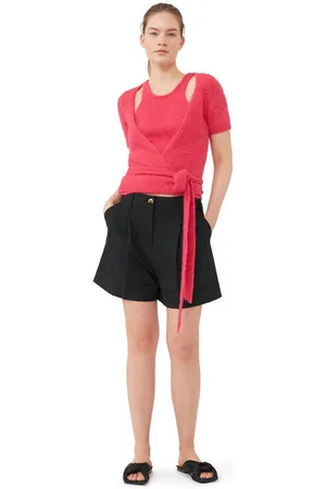 Ganni Melierte Shorts mit Drapierung in Damengröße 36