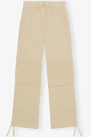 Ganni Gewaschene Cotton-Canvas-Hose mit Kordelzug in Damengröße 44