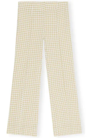 Ganni Khaki Seersucker Pants in Damengröße 36 Elastan/Nylon/Recycelte Polyester