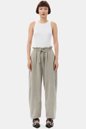 Ganni Grey Light Melange Suiting Elasticated Waist Hose in Damengröße 34