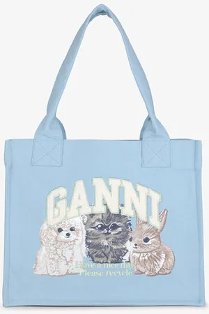 Ganni Blaue große Tragetasche mit Animal-Print in Damengröße Einheitsgröße Recycelte Baumwolle