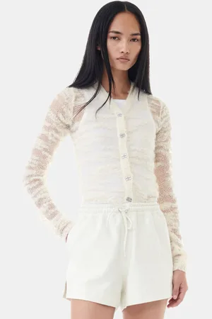 Ganni Off-white Boucle Strickjacke Damengröße Klein Alpaka/Mohair/Polyamid