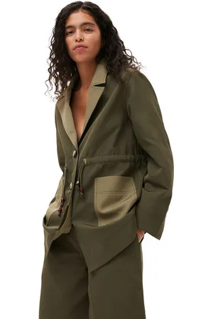 Ganni Schwere Twill-Jacke in Green Damengröße 40 Recycelte Polyester Langärmlig
