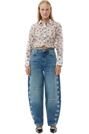 Ganni Sparkle Logo Stary Jeans in Damengröße 36