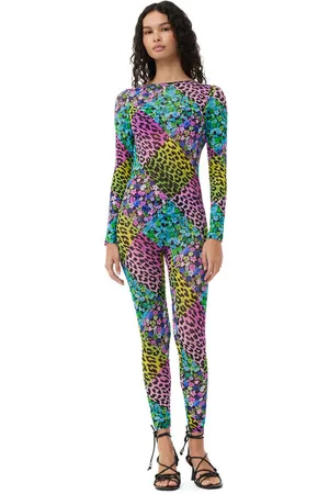 Ganni " x Parade"-Silky-Mesh-Catsuit in Mixed Damengröße Mittel Elastan/Recycelte Nylon Langärmlig