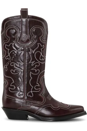 Ganni Mid Shaft Embroidered Western Boots Damengröße 37