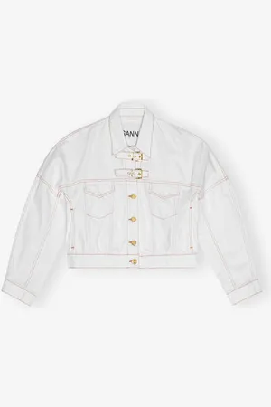 Ganni White Organic Cotton Denim Jacket Damengröße 38
